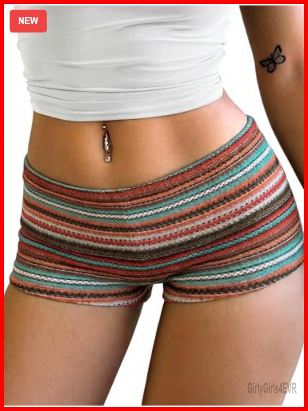 Women's Low Rise Crochet Striped Knit Shorts Stretch Summer Casual